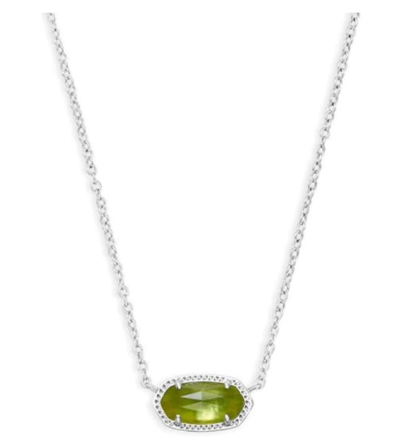 Kendra Scott Elisa Pendant Necklace for Women, Fashion Jewelry, Rhodium-Plated, Peridot Illusion - Image 1